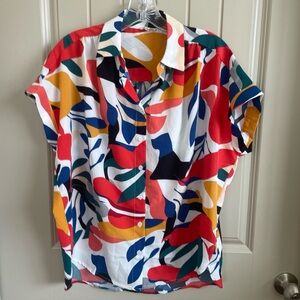 JODIFL Multicolor Abstract Button Down Shirt